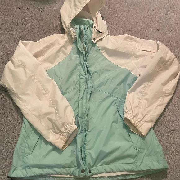 Columbia blue and white rain wind jacket - Picture 1 of 5